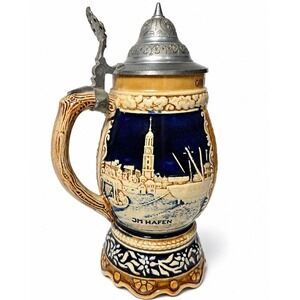 Vtg Thorens Swiss Musical Beer Stein Hamburg Germany Carl Tiedemann Stevedore